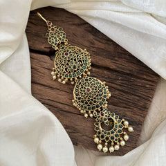 Traditional Kemp Hanging Jada Billai -FourTier Bun Billai -GREEN RED-G10390