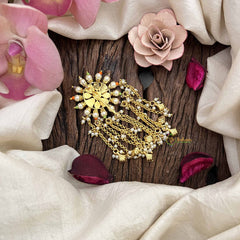 Vriksham Floral Design Multicolor Bead Jada Billai- White-Pearls Line Drop-G21022