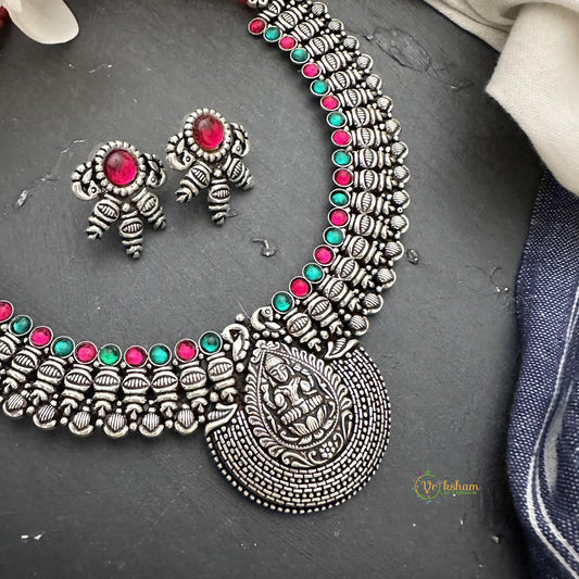 Red Green Stone Kolhapuri Lakshmi Neckpiece-S812