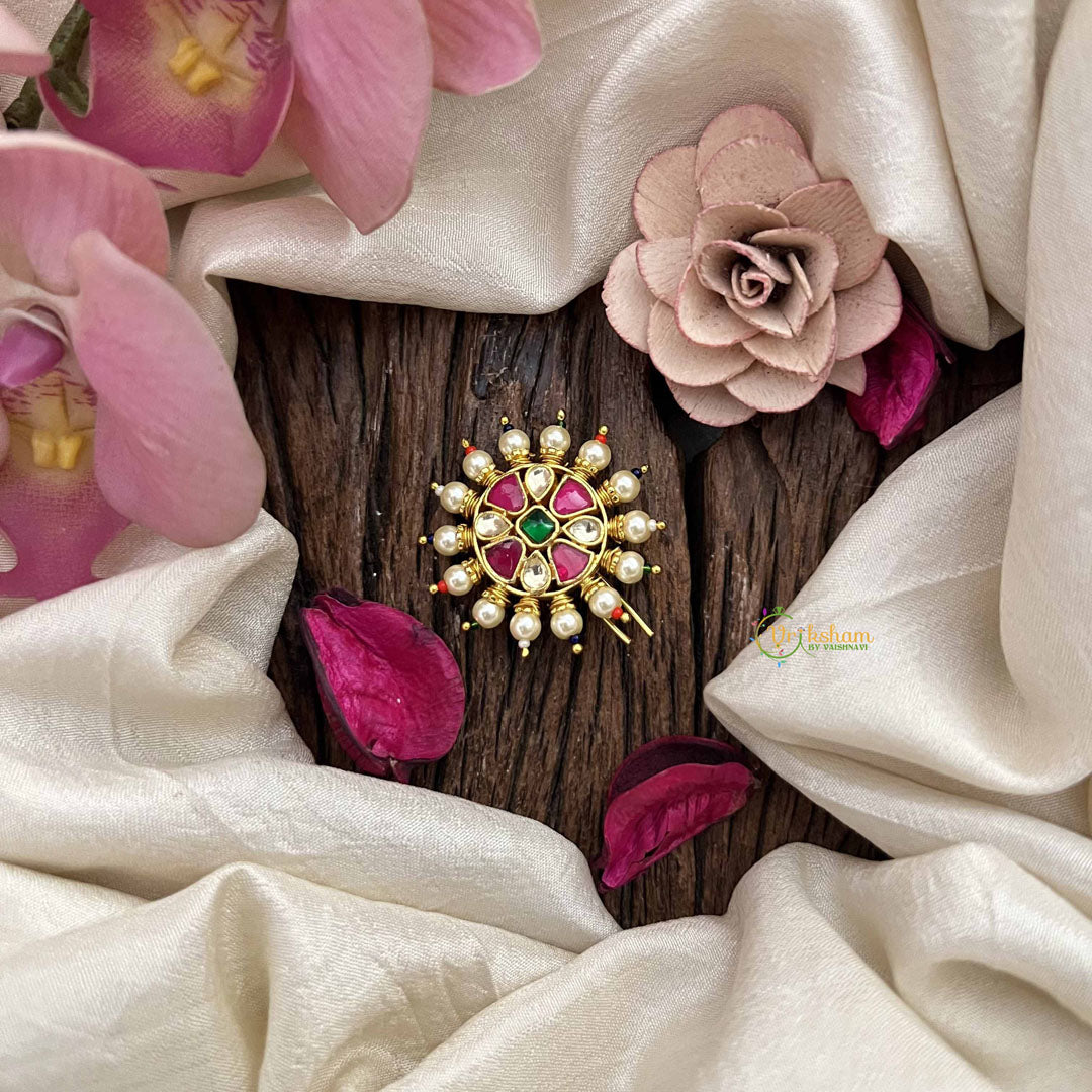 Vriksham Floral Design Multi Color Jada Billai- Red White & Green-G21027