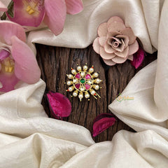 Vriksham Floral Design Multi Color Jada Billai- Red White & Green-G21027