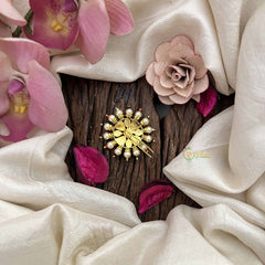 Vriksham Floral Design Multi Color Jada Billai- Red White & Green-G21027