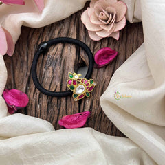 Vriksham Peacock Pendant Rubber Band-Red Green White-J3934