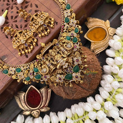 Vriksham Classic Lakshmi AD Stone Gold Bead & Green Red Accents Short Neckpiece-G21508