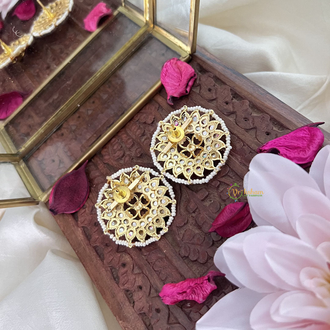 Vriksham Antique Floral Stud Earring-Red Green-G18233