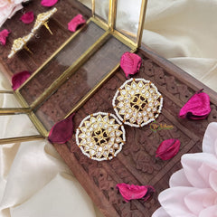Vriksham Antique Floral Stud Earring-White-G18235