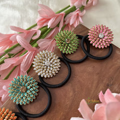 Return Gift Rubber Band- Big Flower Pendant - 6 pieces Set- RG145