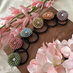 Return Gift Rubber Band- Big Flower Pendant - 6 pieces Set- RG145