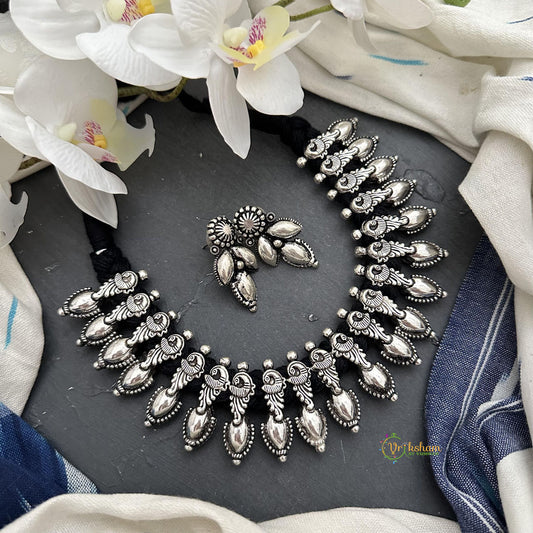 Kolhapuri German Silver Peacock Neckpiece-S837