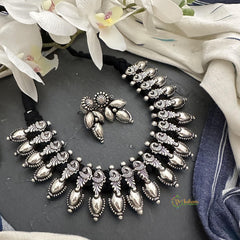 Kolhapuri German Silver Peacock Neckpiece-S837