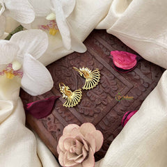 Vriksham Peacock Feather Style Pearls Detailing Press Bugadi-Red Green-G21030