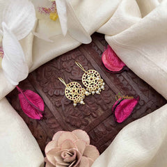 Vriksham Floral Round Style Pearls Detailing Press Bugadi-Red White-G21034