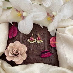 Vriksham Sunfloral Round Style Pearls Detailing Press Bugadi-Red-G21035