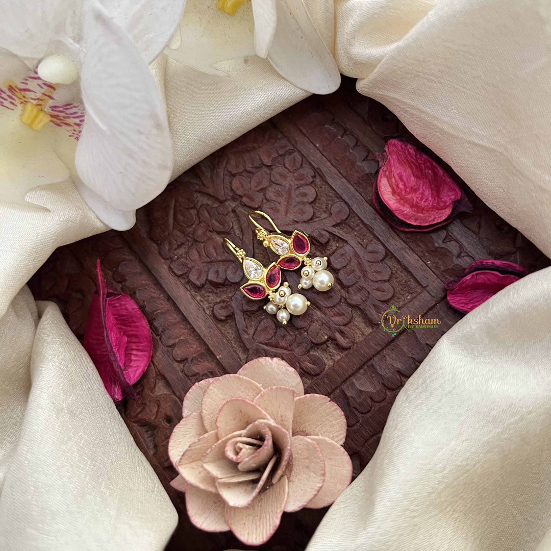 Vriksham Trio Pear Style  Pearls Detailing Press Bugadi-Red White-G21029