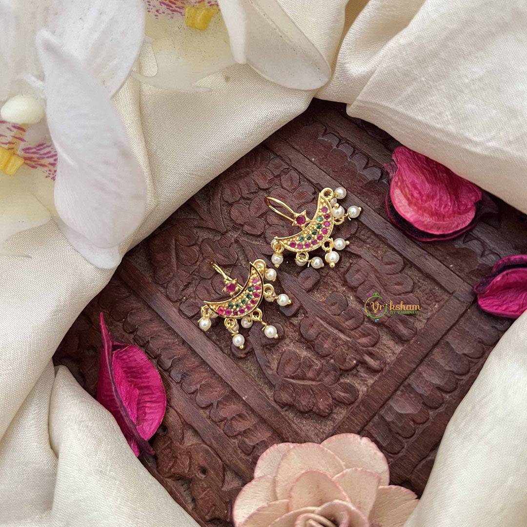 Vriksham Half Moon Style Prals Detailing Press Bugadi-Red Green-G21039