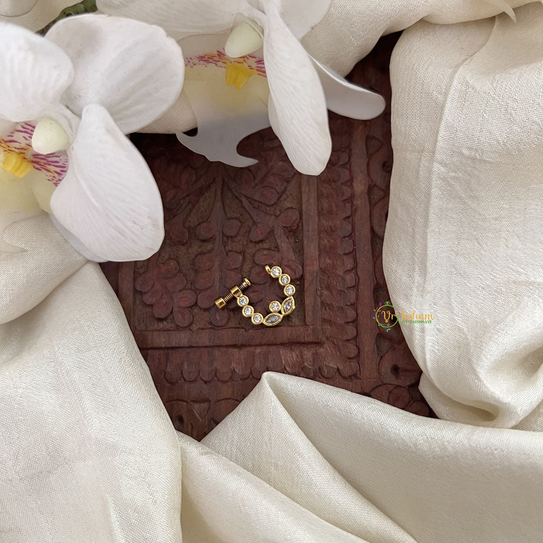 Vriksham Unique Gold Naths/Nose pin-White-G17882