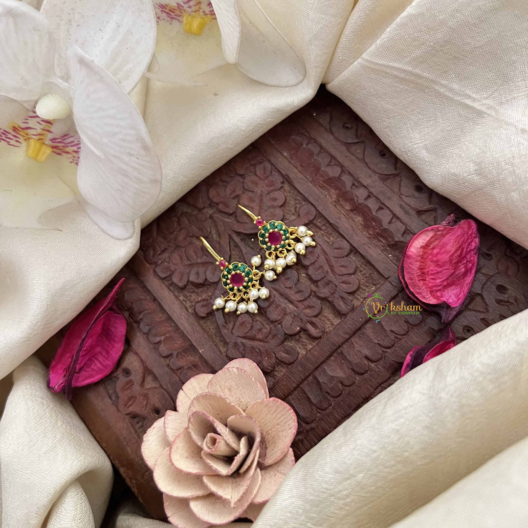 Vriksham Sunfloral Round Style Pearls Detailing Press Bugadi-Green Red-G21036