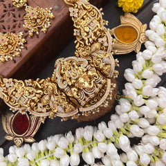 Vriksham Elephant & Krishna Idol & Gold Bead Accents Long Neckpiece-G21496