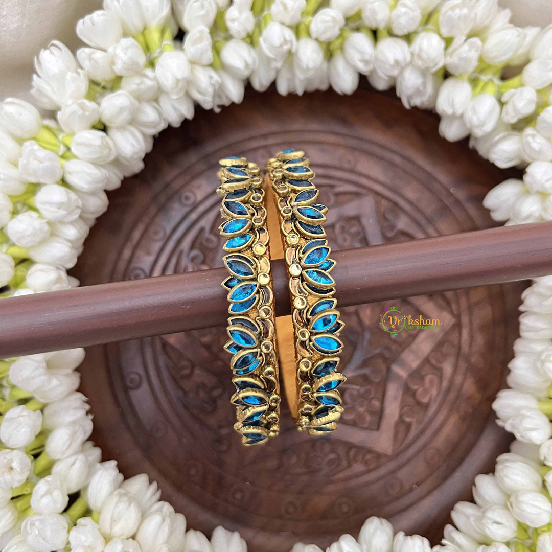 Vriksham Fancy Silk Thread Kundan Lotus Bangle Kada-Sky Blue-G20803