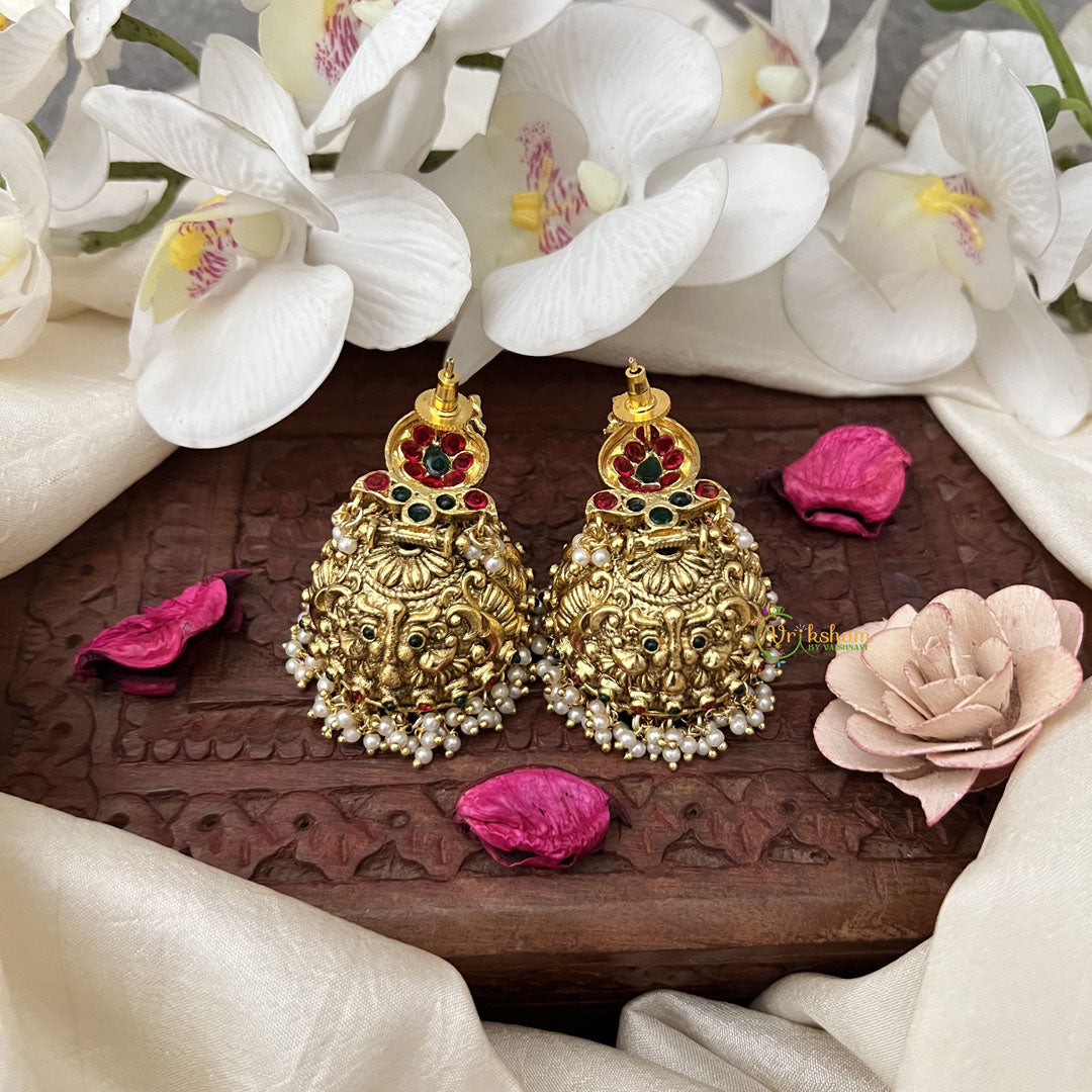 Vriksham Gold look Alike Precious Kemp Stone Jhumkas-G354