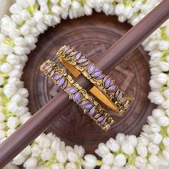 Vriksham Fancy Silk Thread Lotus Kundan Kada Bangle-Purple-G20805