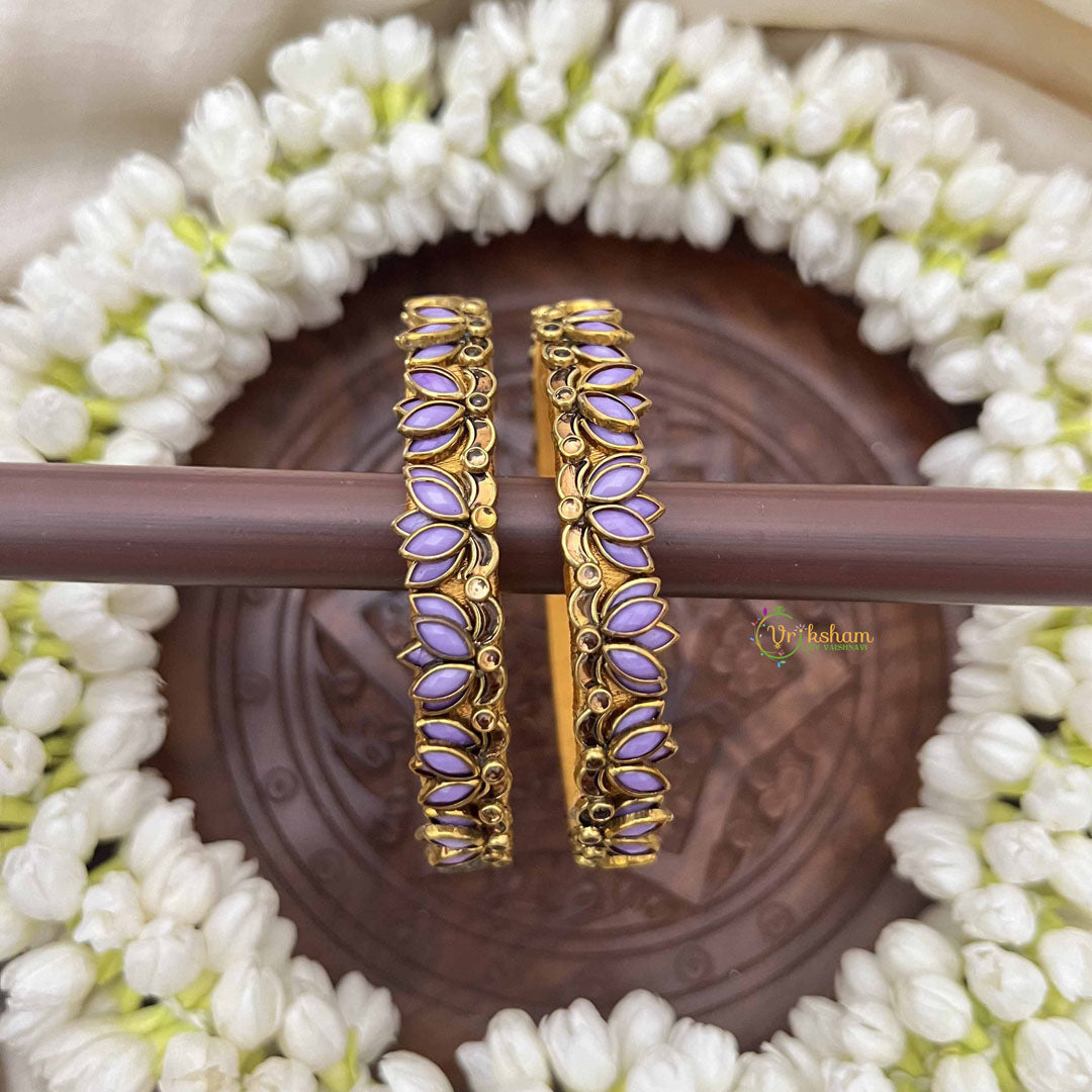 Vriksham Fancy Silk Thread Lotus Kundan Kada Bangle-Purple-G20805
