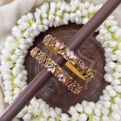 Vriksham Fancy Silk Thread Lotus Kundan Kada Bangle-Light Pink-G20806