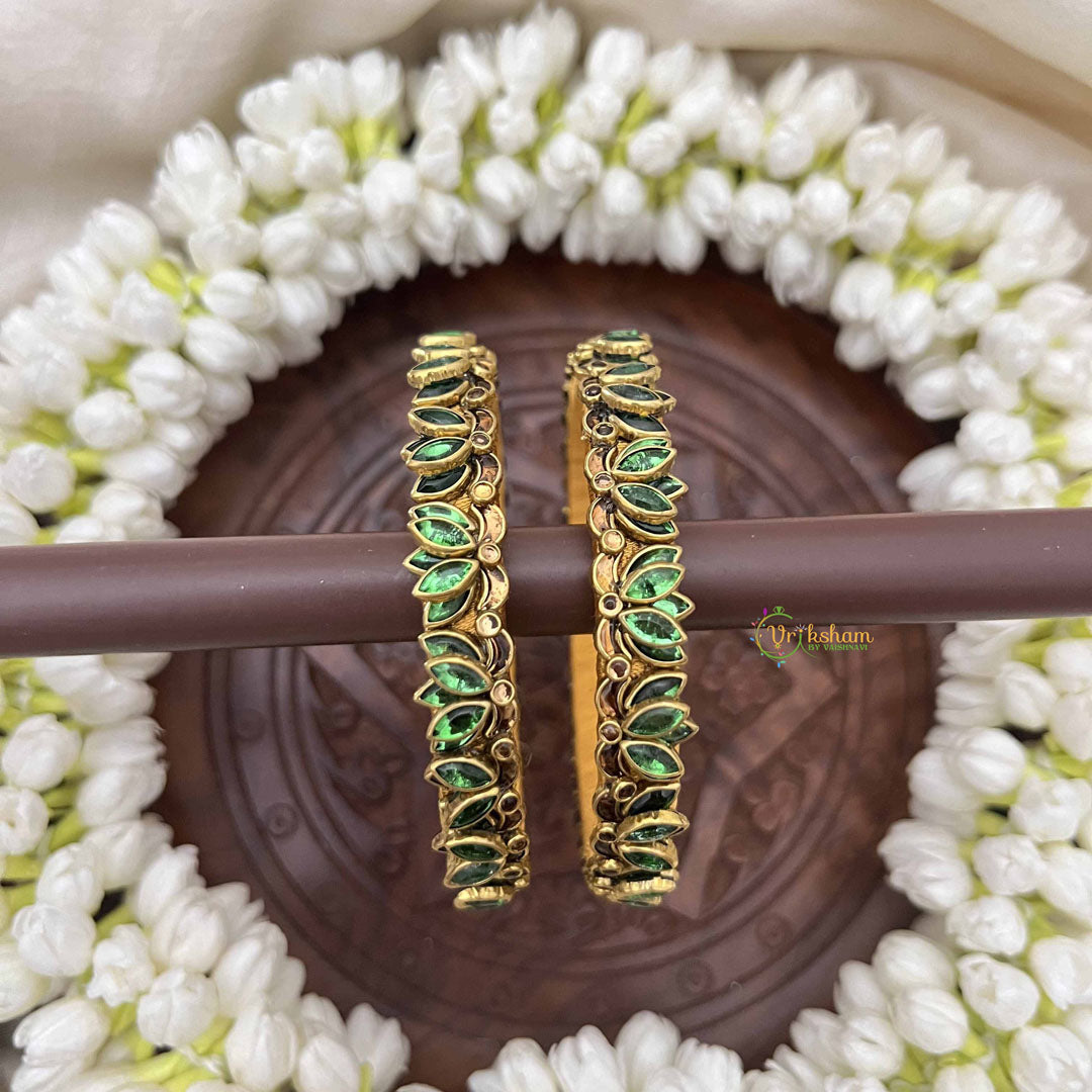 Vriksham Fancy Silk Thread Lotus Kundan Kada Bangle-Pink Green-G20804