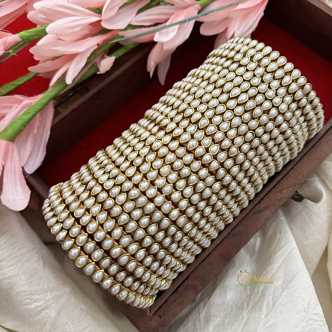 Return Gift Package -White Kundan Stone Bangles Sets-Set 4-RG151