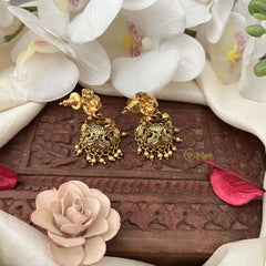 Vriksham Unique Gold Look Alike Laksmhi Jhumka-Red Green-Gold Bead-G18270