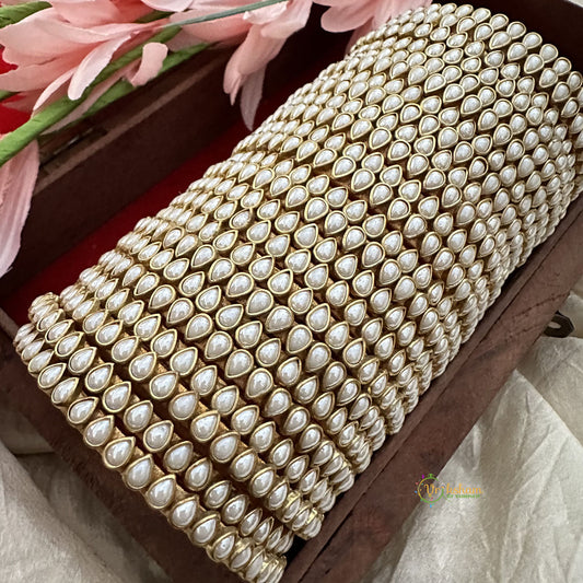 Return Gift Package -White Kundan Stone Bangles Sets-Set 4-RG151