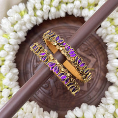 Vriksham Fancy Silk Thread Lotus Kundan Kada Bangle-Levender-G20810