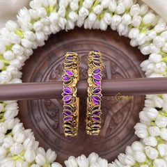 Vriksham Fancy Silk Thread Lotus Kundan Kada Bangle-Levender-G20810