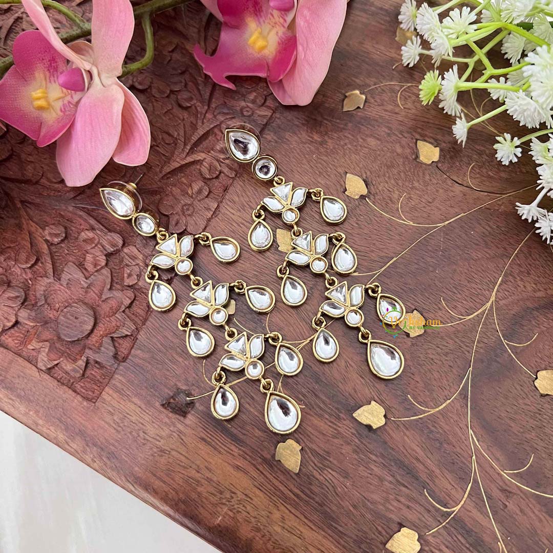 Vriksham Vintage Triangular Floral Inlay Earrings-G22095