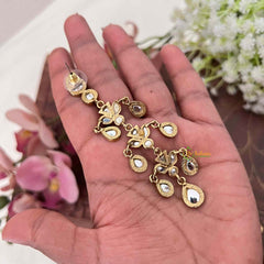 Vriksham Vintage Triangular Floral Inlay Earrings-G22095