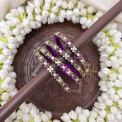 Vriksham Elegant heart  Style Silk Thread Kundan Bangles-Lavender-G20823