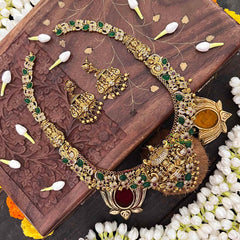 Vriksham Classic Lakshmi AD Stone Gold Bead & Green Red Accents Long Neckpiece-G21499