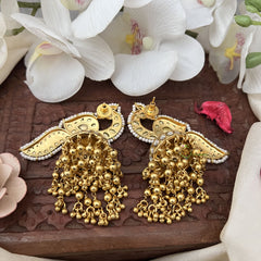 Vriksham Elegant Peacock Jhumka-White-Gold Bead-G18303