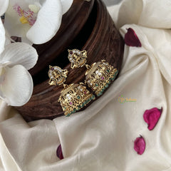 Vriksham Gold Look Alike Lakshmi With Dual Elephant Jhmka-G18193