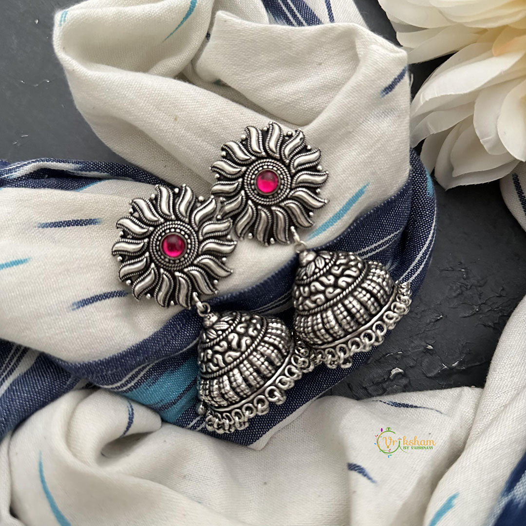 Statement Oxidized German Silver Surya Jhumka-S834