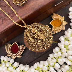 Vriksham Classic Golden Look  Krishna Idol Pendant Chian Long Neckpiece-Gold Bead-G21518