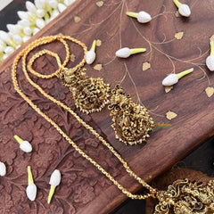 Vriksham Classic Golden Look  Krishna Idol Pendant Chian Long Neckpiece-Gold Bead-G21518