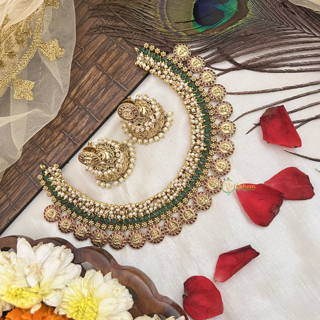 Vriksham NityaLakshmi Coin Choker With Pearl Neckpiece-G19113