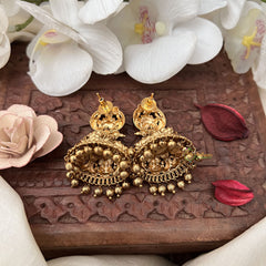 Vriksham Gold Look Alike Lakshmi Jhumka-Red-Gold Bead-G18250