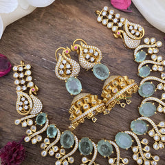 Vriksham Exclusive Natural Stone Short Neckpiece-Pastel Green-G15982