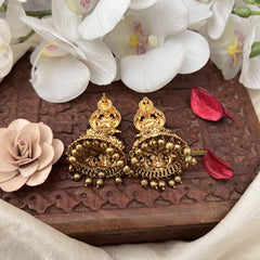 Vriksham Gold Look Alike Lakshmi Jhumka-Red Green-Gold Bead-G18251