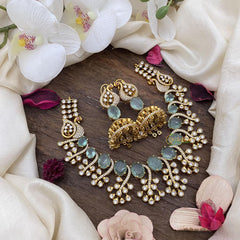 Vriksham Exclusive Natural Stone Short Neckpiece-Pastel Green-G15982