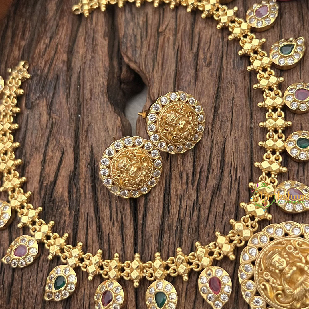 Vriksham Lakshmi Pendant Maanga Short Neckpiece-Red Green-G17900