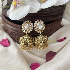 Vriksham Exquisite Gold Look Alike Jhumka-Oval-White-G18317