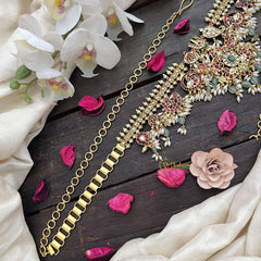 Vriksham Exquisite Guttapusalu Hipchain-Pastel Green Beads-G20094